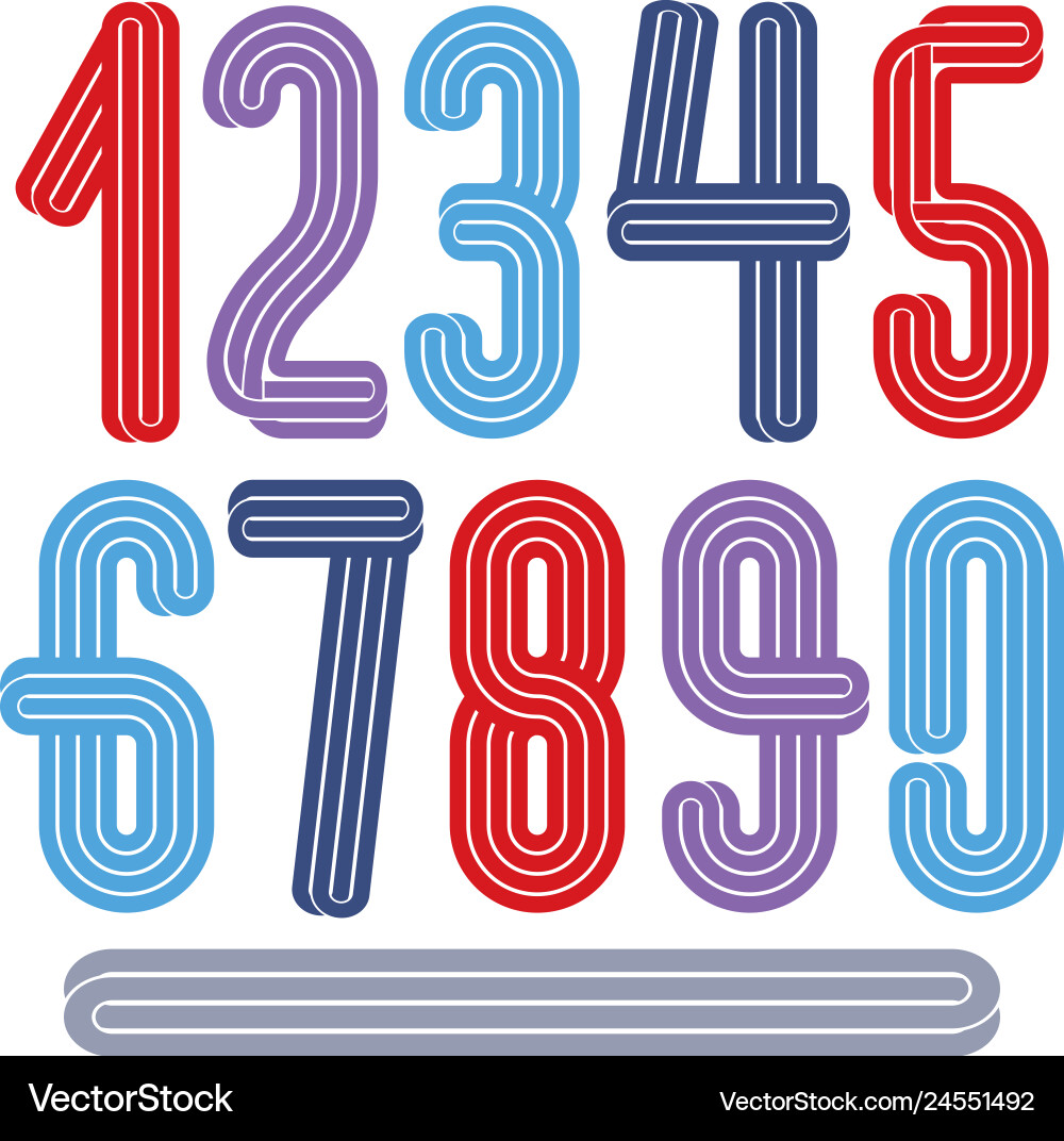 Funky tall numerals collection made with parallel Funky tall numerals collection made with parallel Vector Image