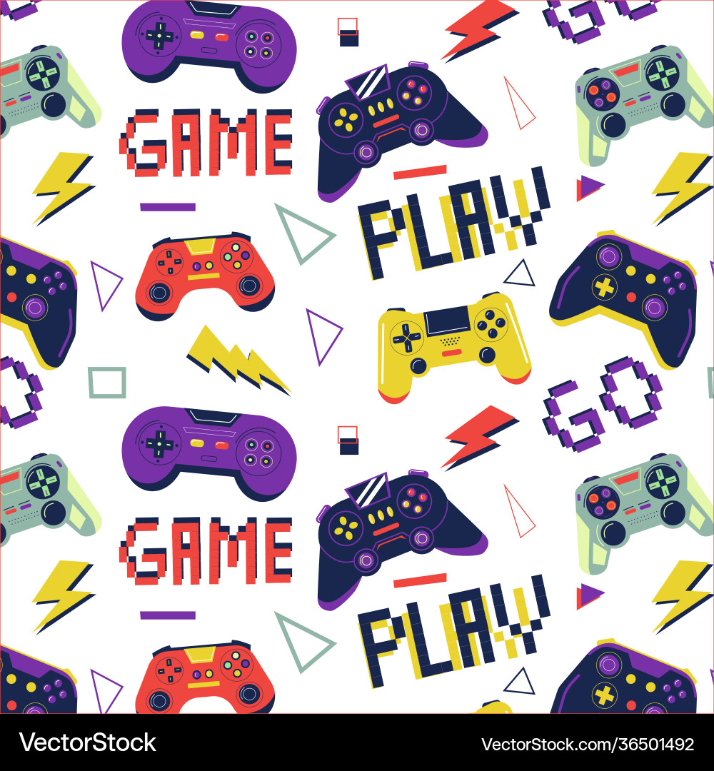 Gamer pattern seamless print with game controller Gamer pattern seamless print with game controller vector image
