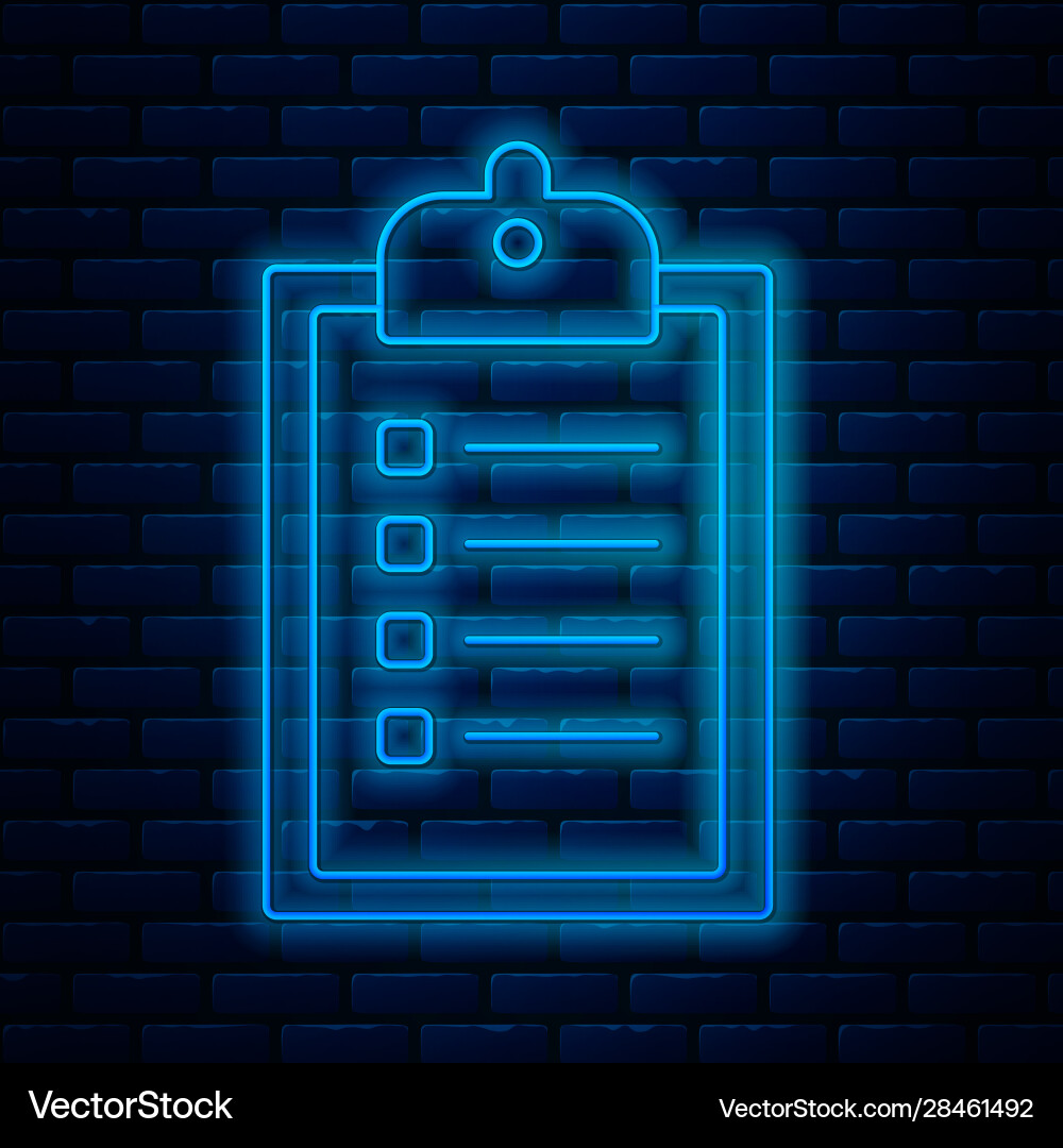Glowing neon line verification delivery list Glowing neon line verification delivery list vector image