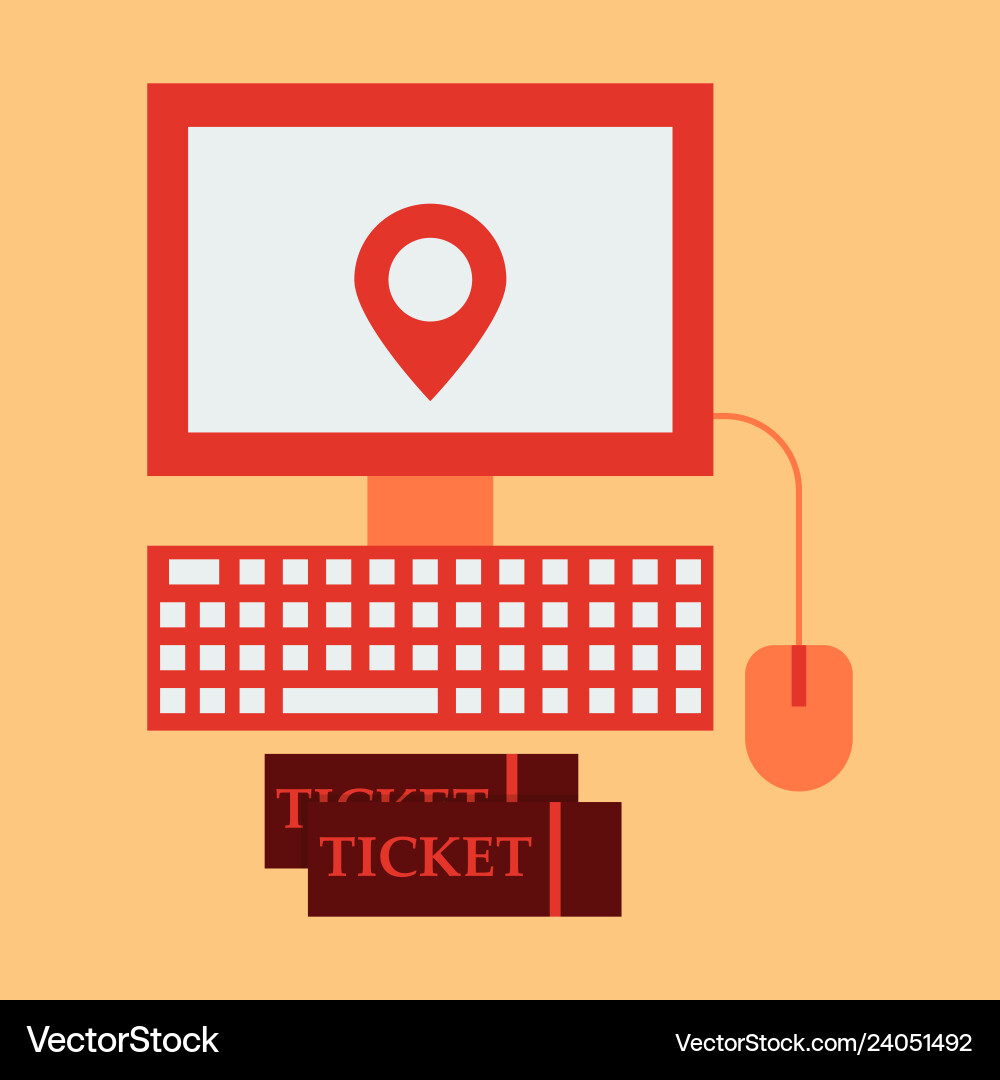 GPS Map on Computer with Ticket Vector Image