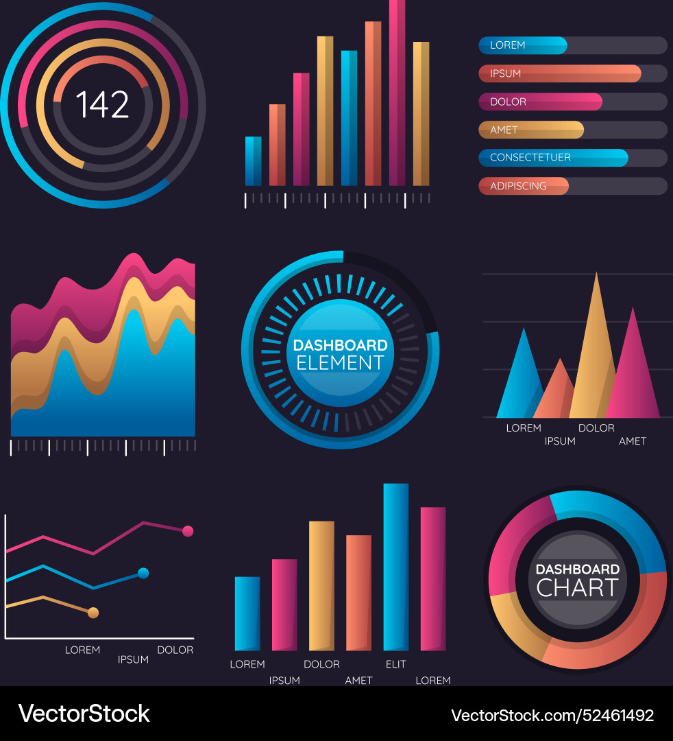 Infographic dashboard element set vector image