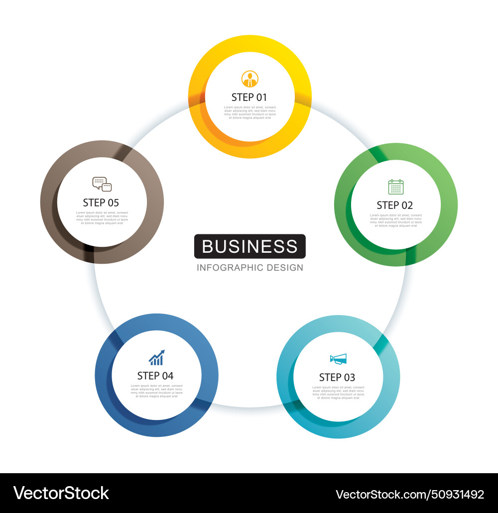 Infographics circle timeline with 5 number data vector image