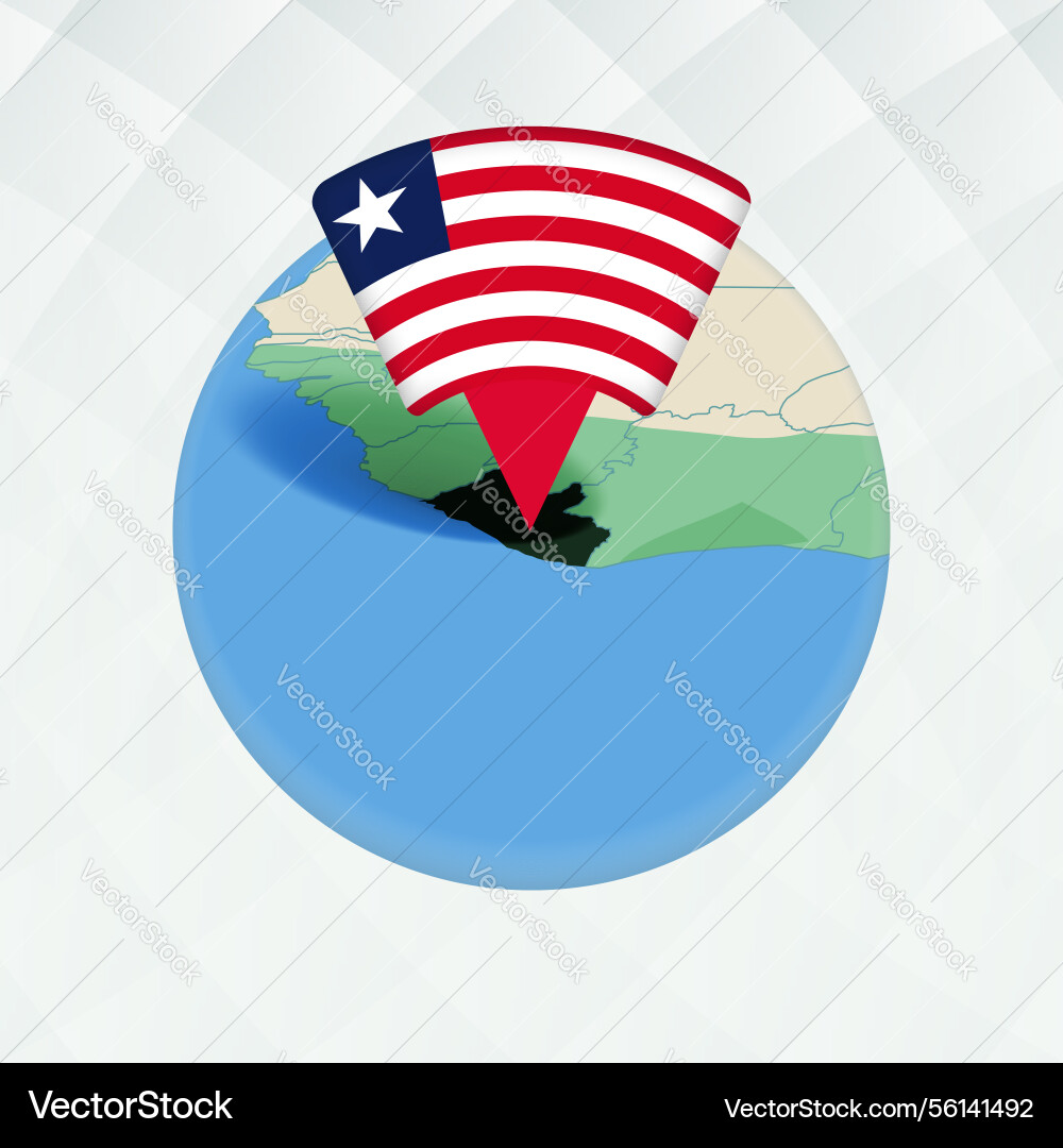 Liberia map highlighted with flag marker Liberia map highlighted with flag marker Vector Image