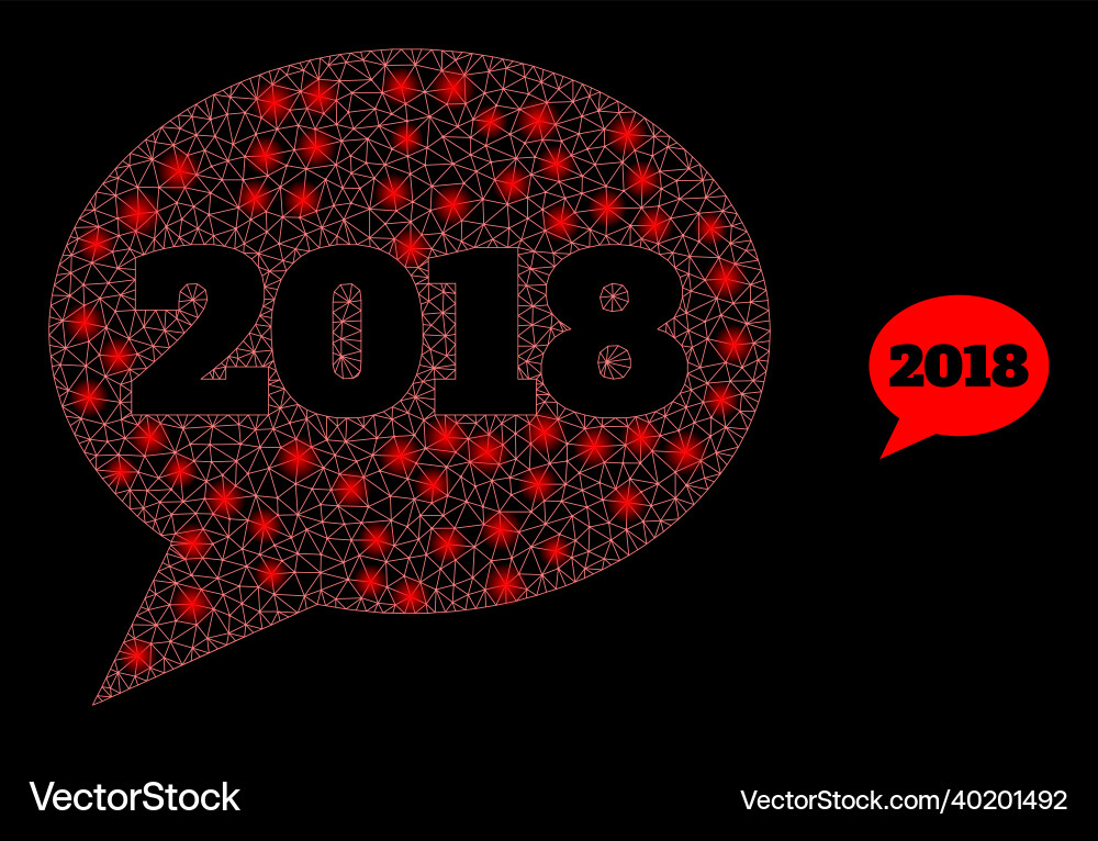 Mesh web 2018 message balloon with bright Vector Image