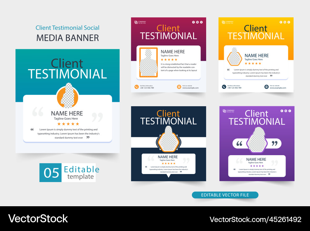 Minimal client review layout design bundle Vector Image
