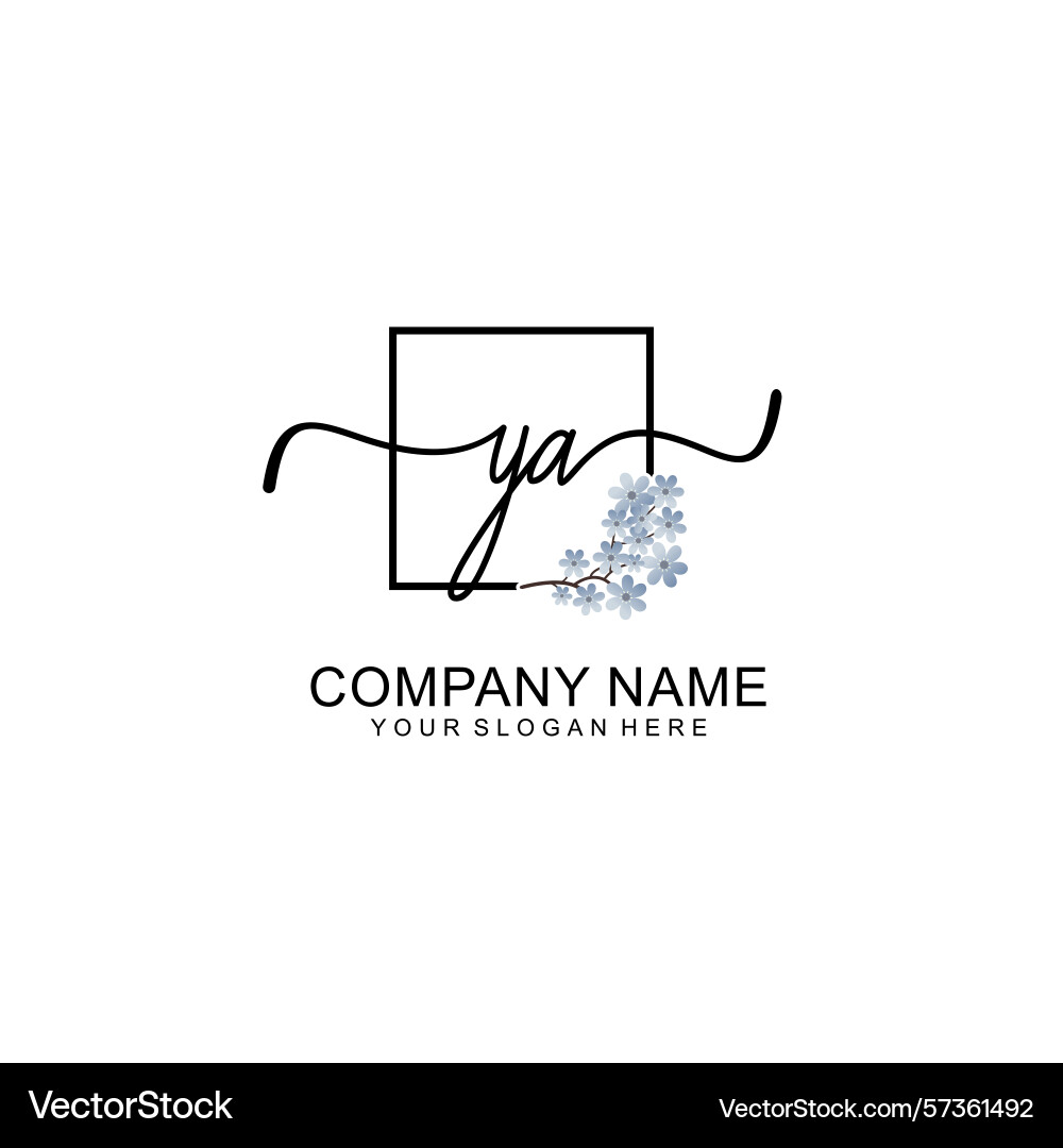 Minimalist floral circle logo with ya initials Vector Image