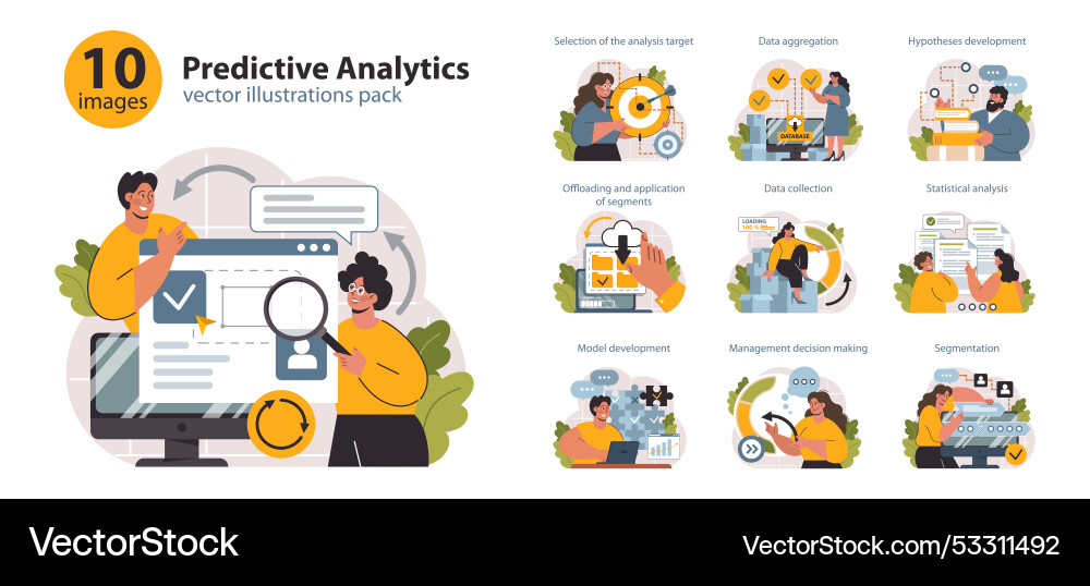 Predictive analytics set process of using data vector image