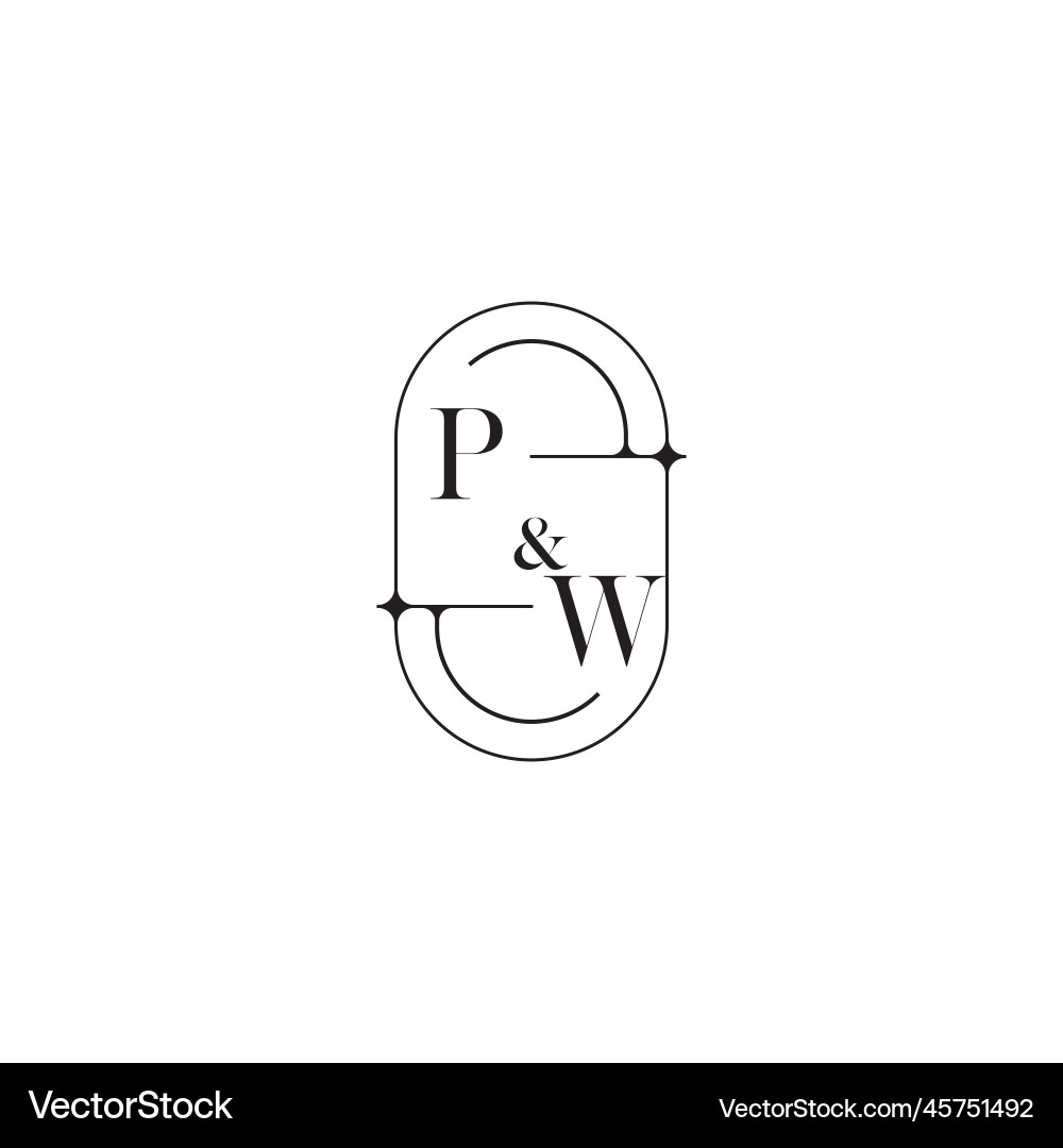 Pw line simple initial concept with high quality vector image