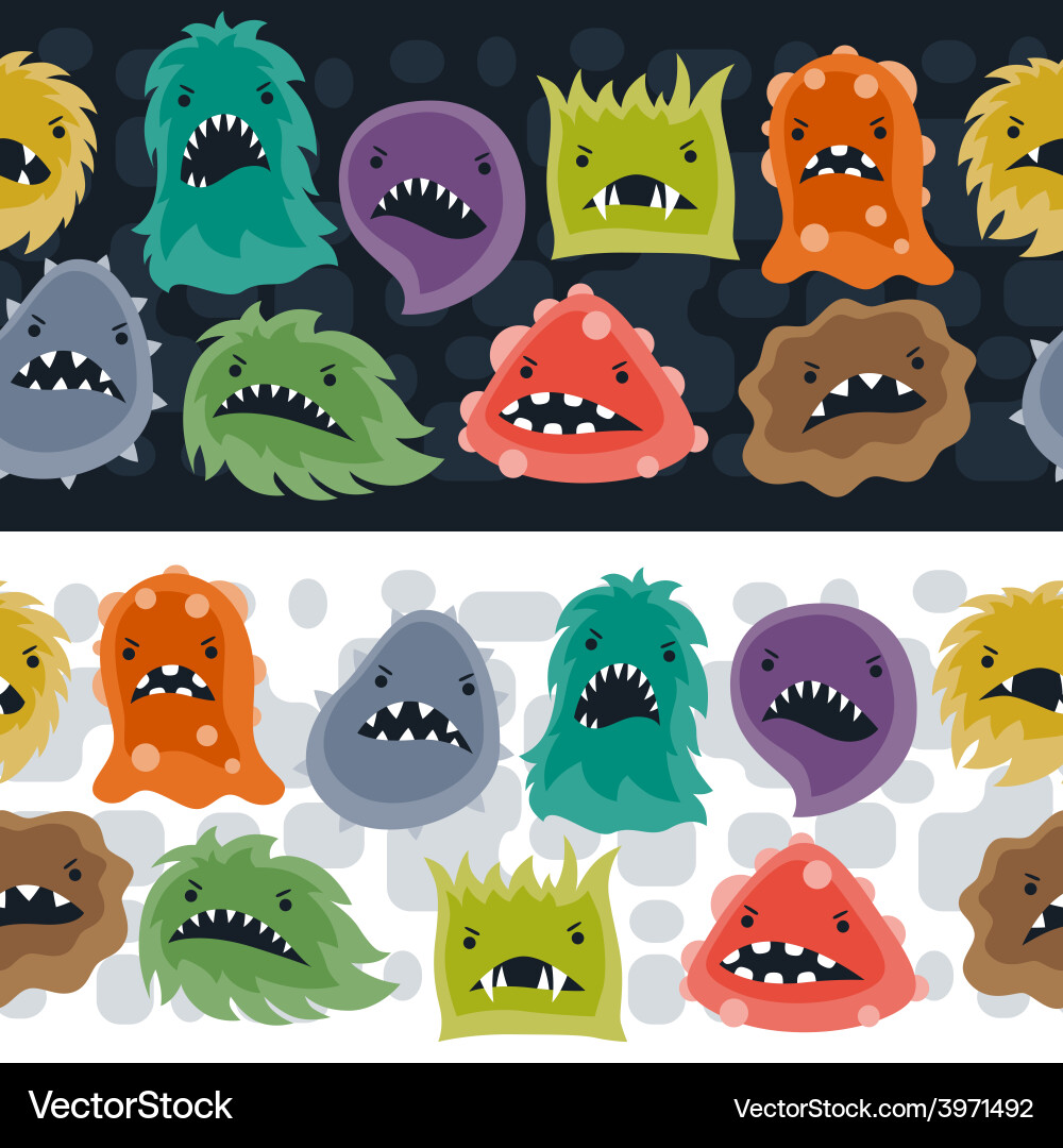 Seamless pattern with little angry viruses Vector Image