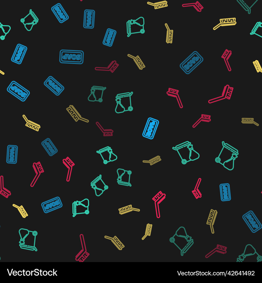 Set line bar of soap trash can and garbage bag Set line bar of soap trash can and garbage bag Vector Image