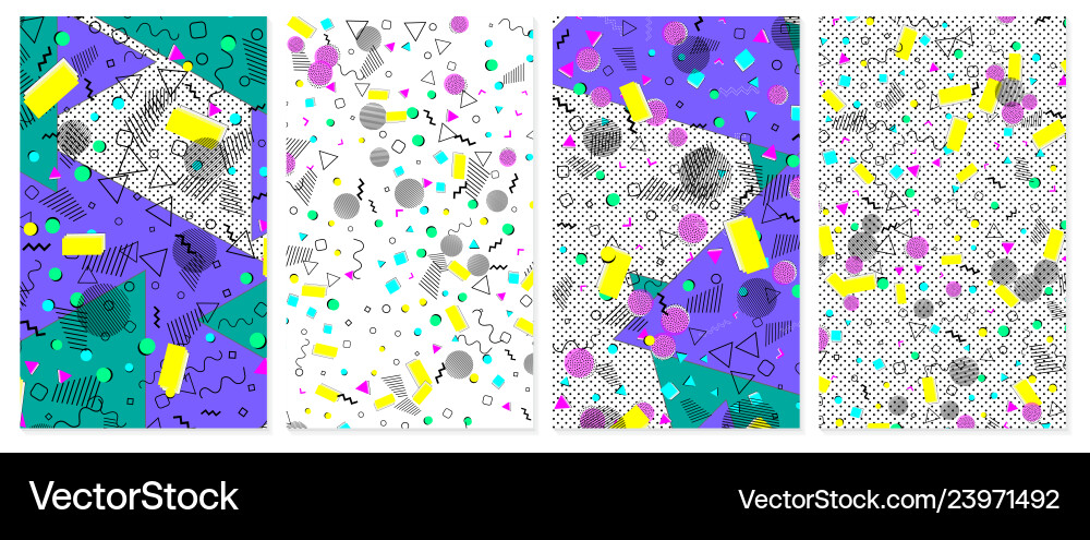 Set of memphis pattern pop art color background Set of memphis pattern pop art color background Vector Image