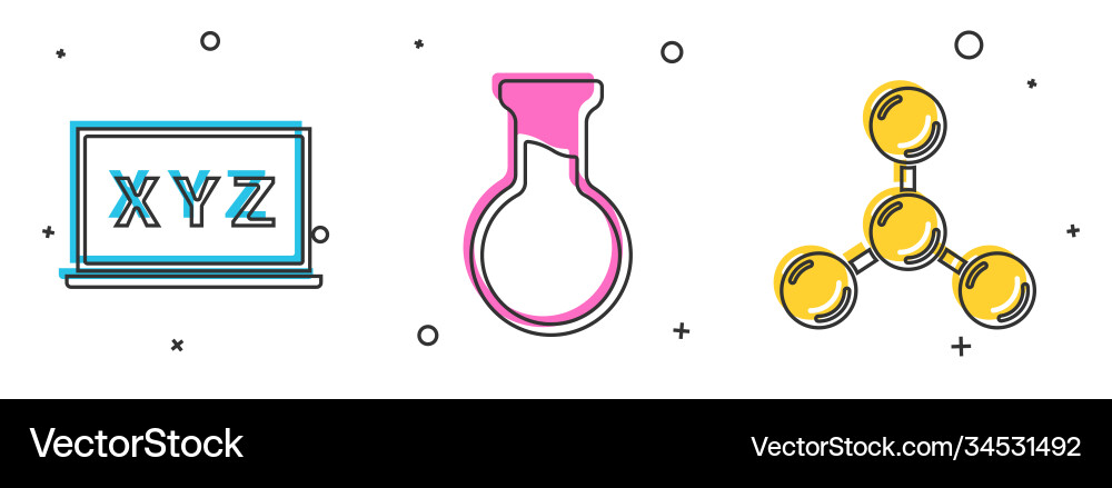 Set xyz coordinate system test tube and flask vector image