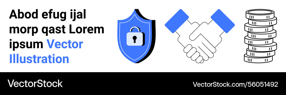 Shield with lock handshake and coin stack vector image