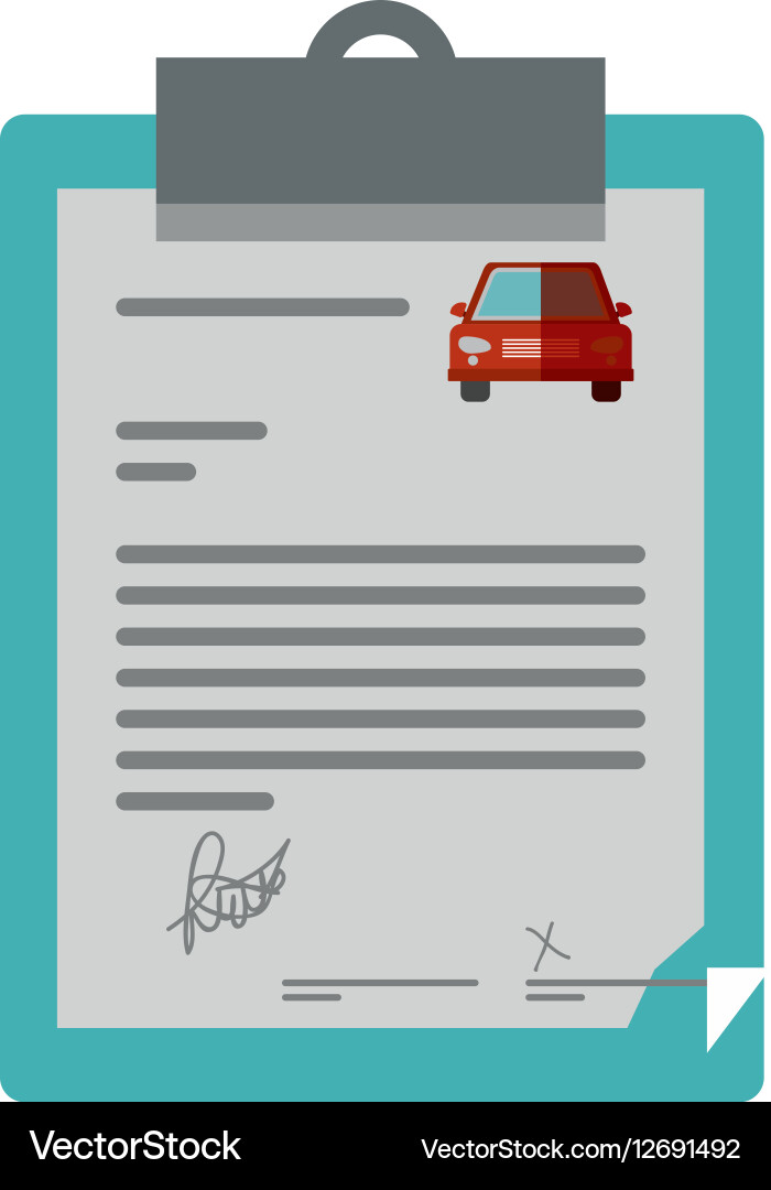 Table notepad with car contract Vector Image