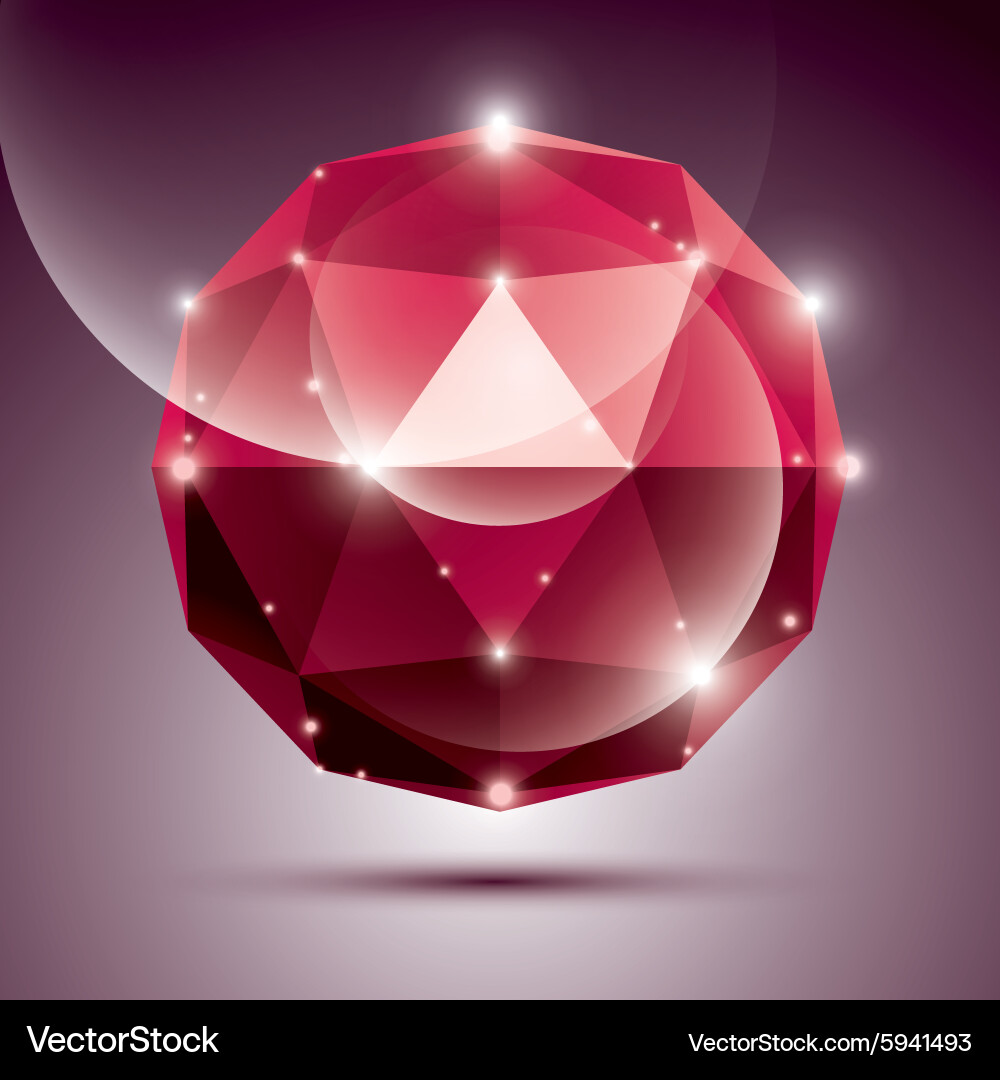 Abstract 3d red shiny sphere with sparkles ruby vector image