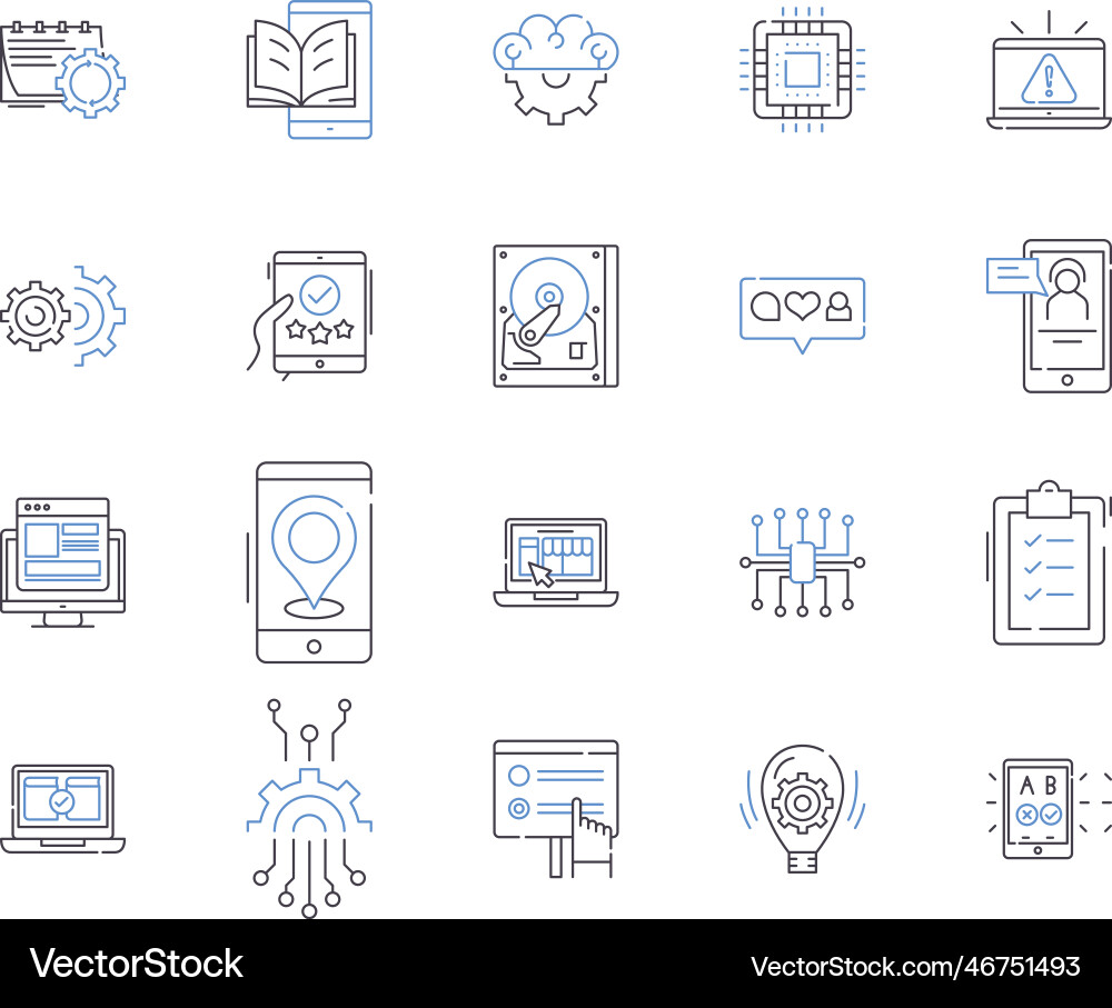 Apps and hardware outline icons collection app Apps and hardware outline icons collection app vector image