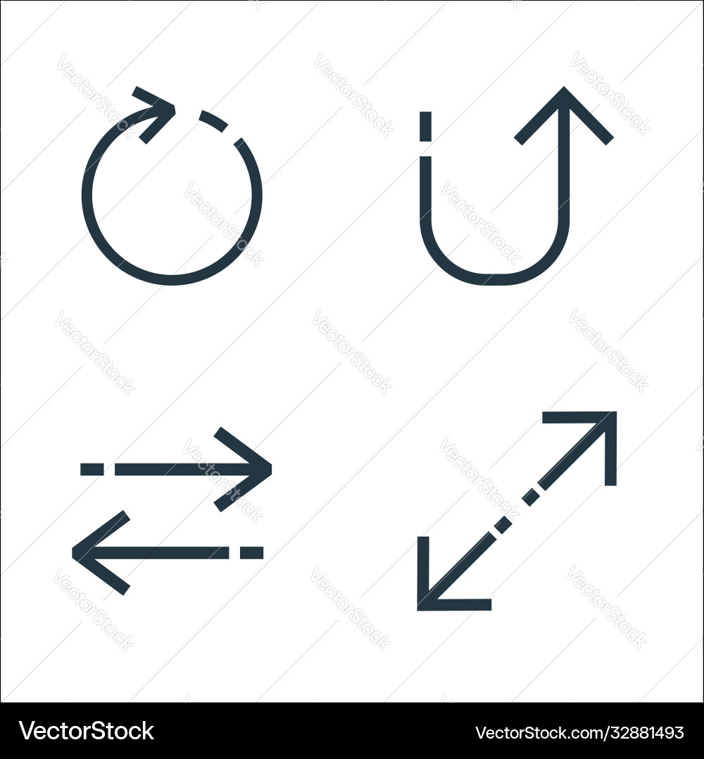 Arrows line icons linear set quality Arrows line icons linear set quality vector image