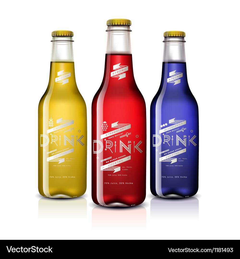 Assorted Sparkling Drinks Bottles vector image