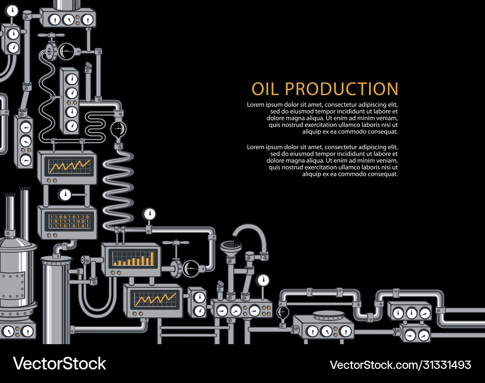 Banner on theme oil industry equipment vector image