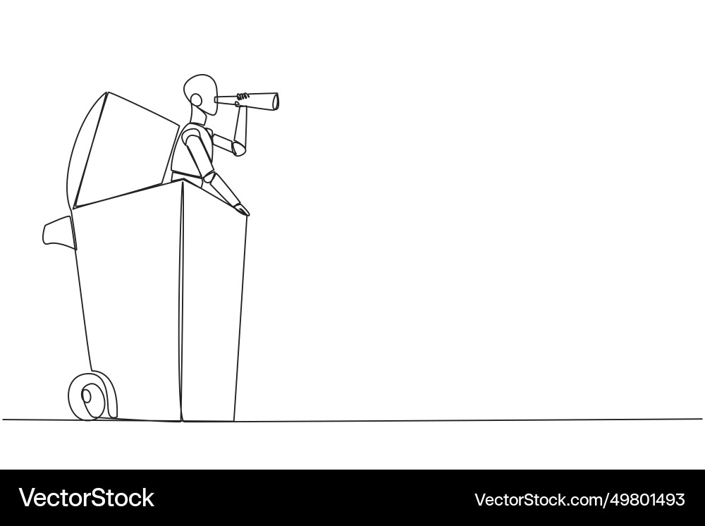 Continuous one line drawing a smart robot emerges Continuous one line drawing a smart robot emerges Vector Image