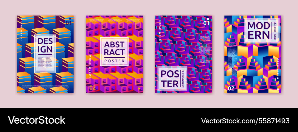 Cube gradient pattern 3d geometric poster Cube gradient pattern 3d geometric poster vector image