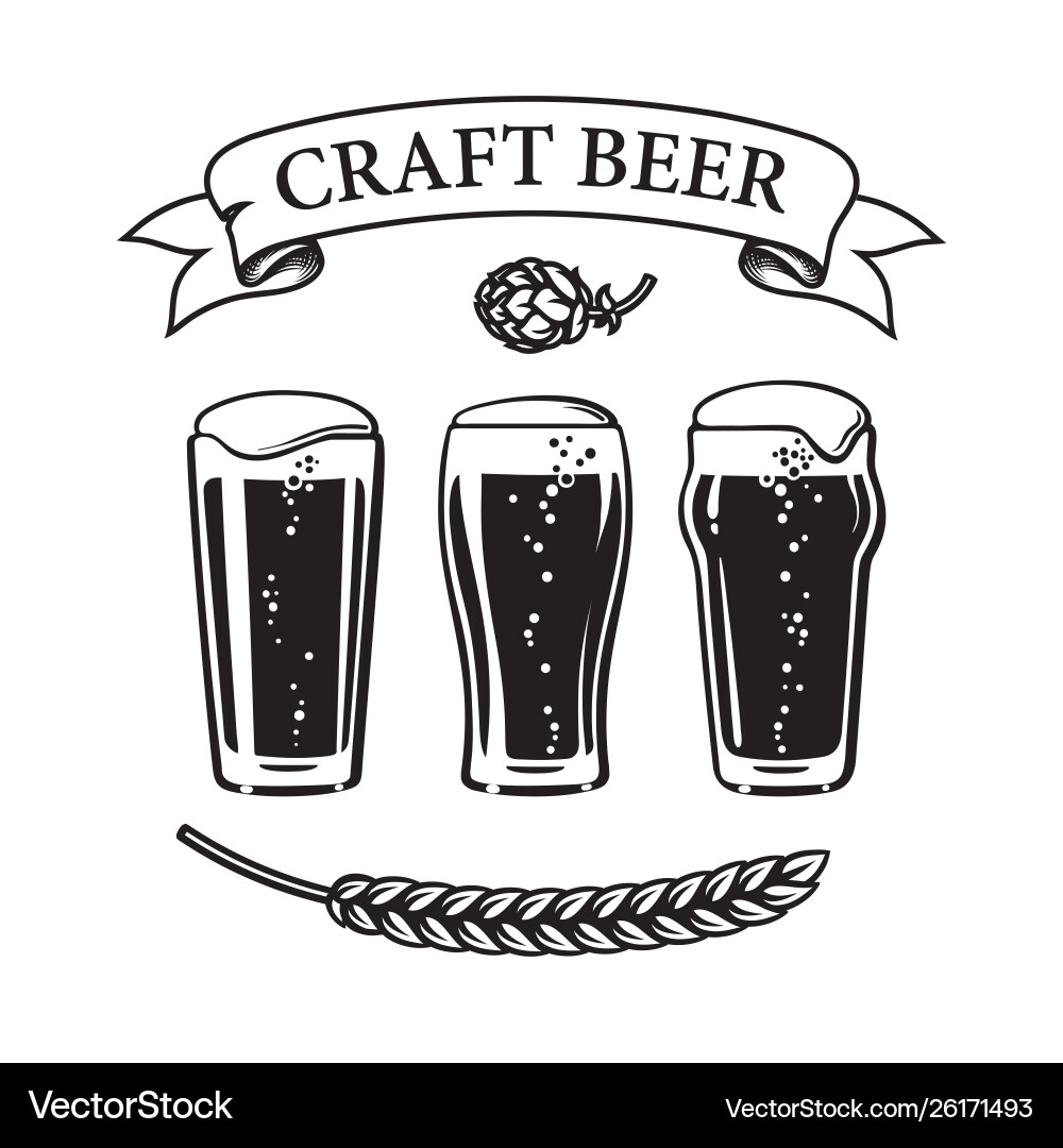 Drei Pint Biergläser - Craft Beer Set Vektorbild
