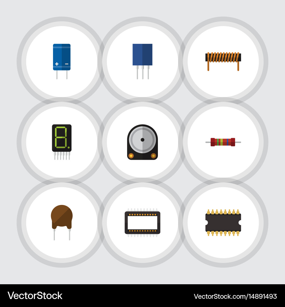 Flat electronics set of display hdd receptacle vector image