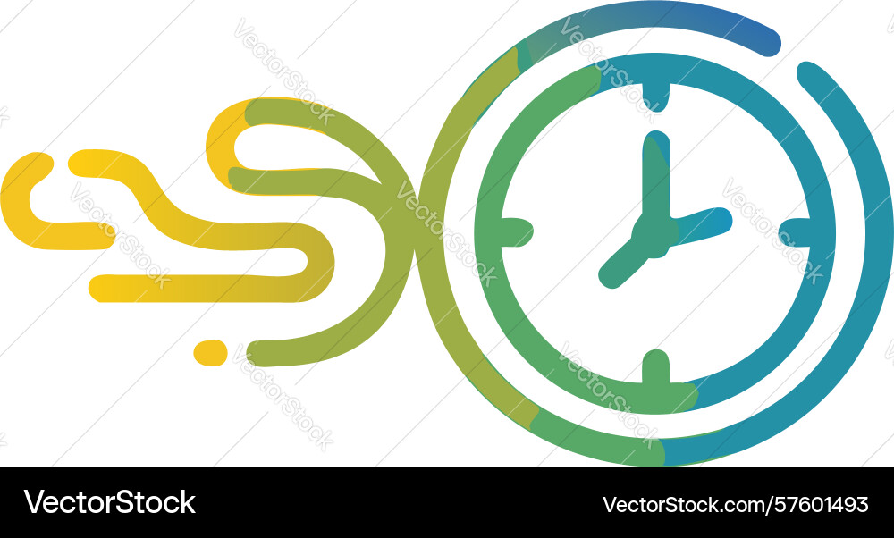 Flowing time clock with dynamic wavy lines vector image