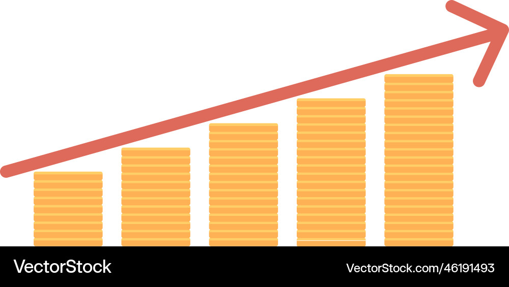 Graph with raising arrow semi flat color element Graph with raising arrow semi flat color element vector image