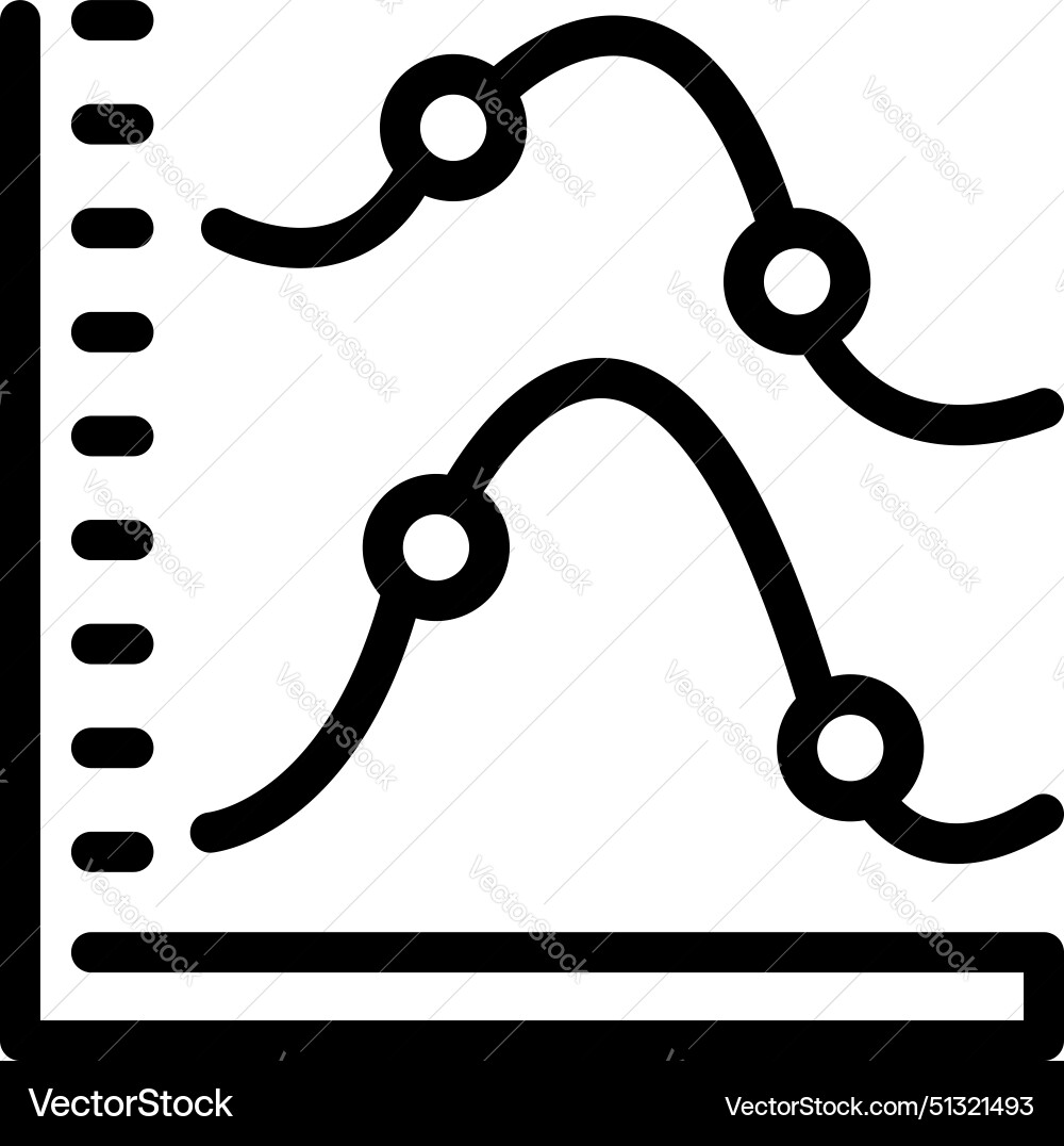 Line graph icon with data points Line graph icon with data points vector image