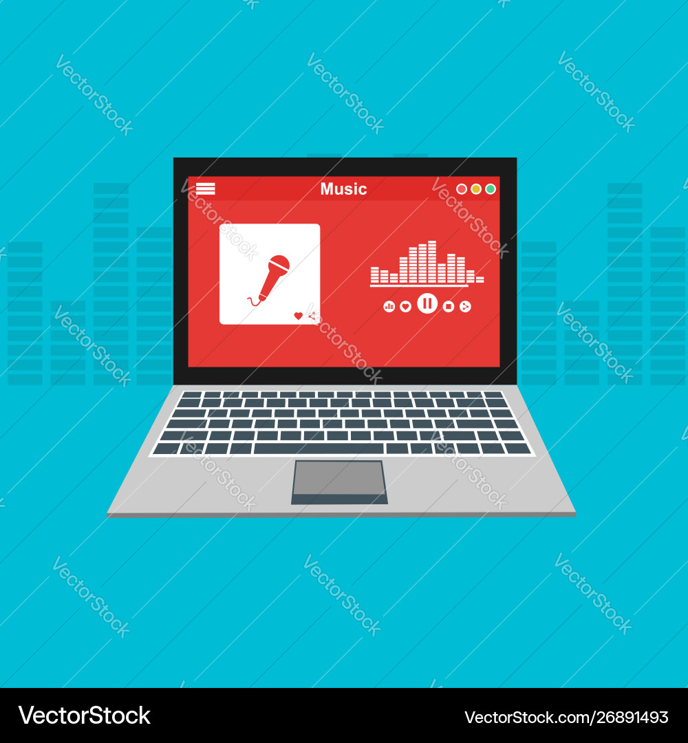 Media player application app template with flat Vector Image