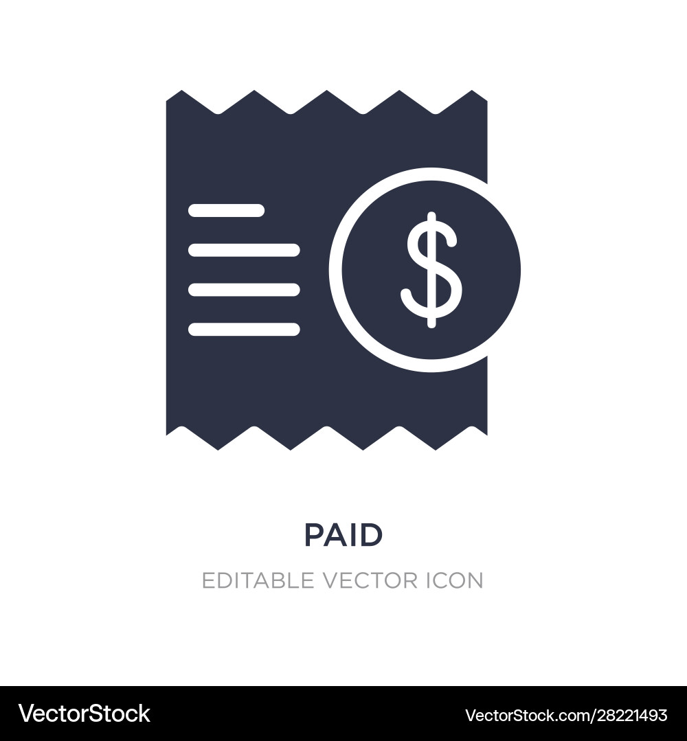 Paid icon on white background simple element from Paid icon on white background simple element from vector image