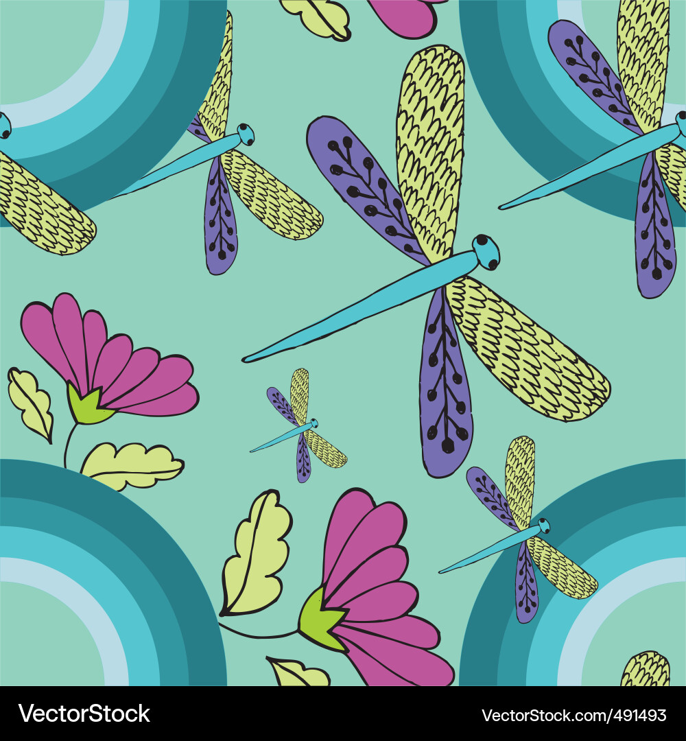 Retro dragonfly pattern vector image