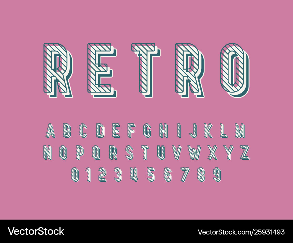 Retro font and alphabet stock Retro font and alphabet stock vector image