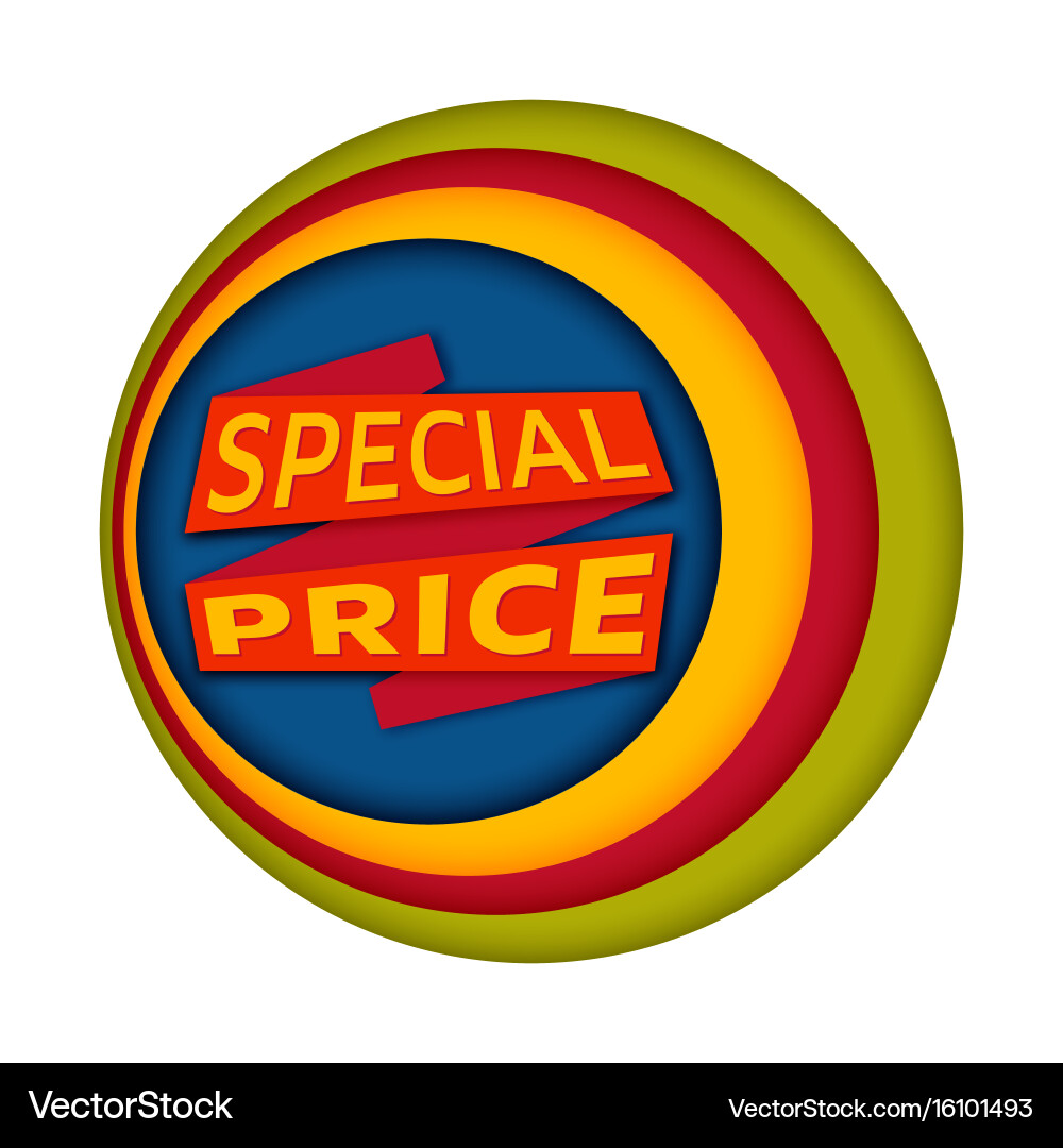Ribbon with text special price on 3d abstract vector image