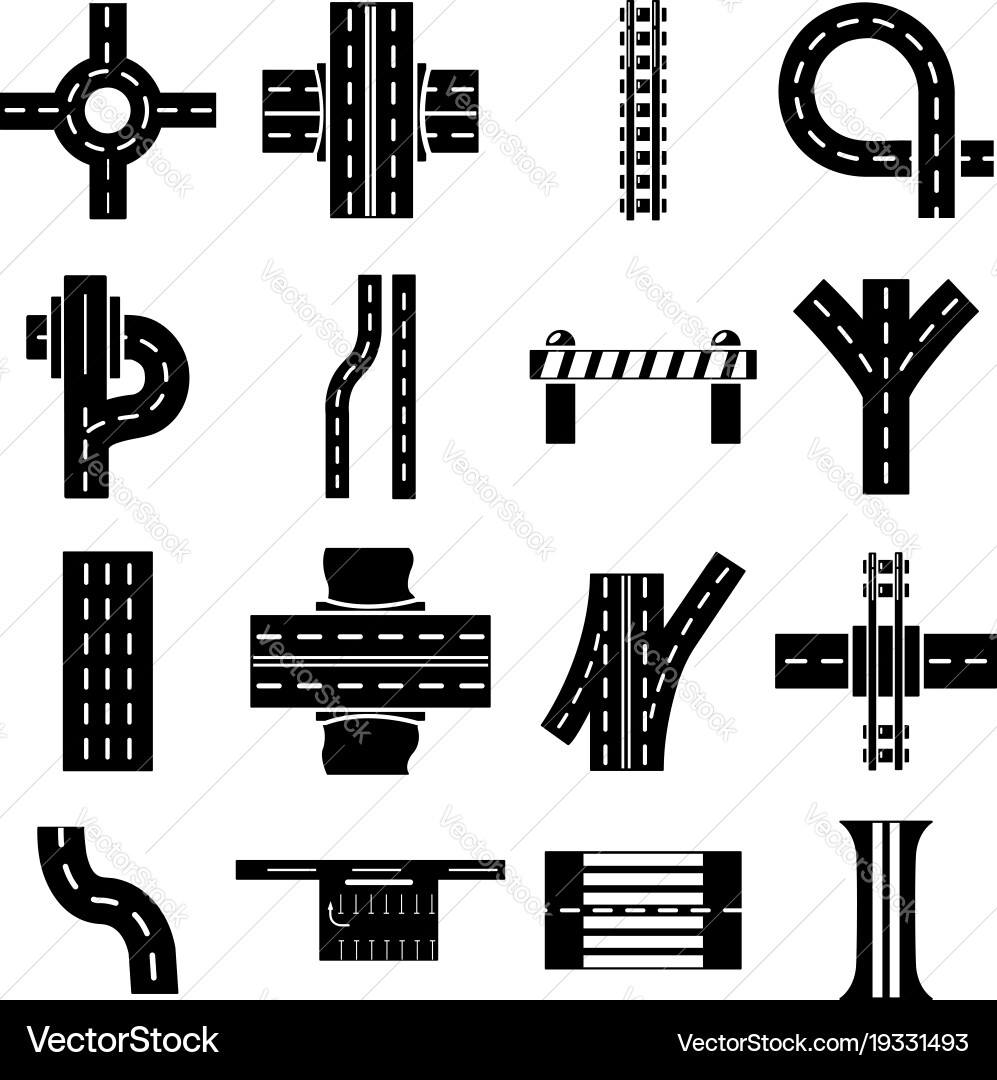 Road parts constructor icons set simple style vector image