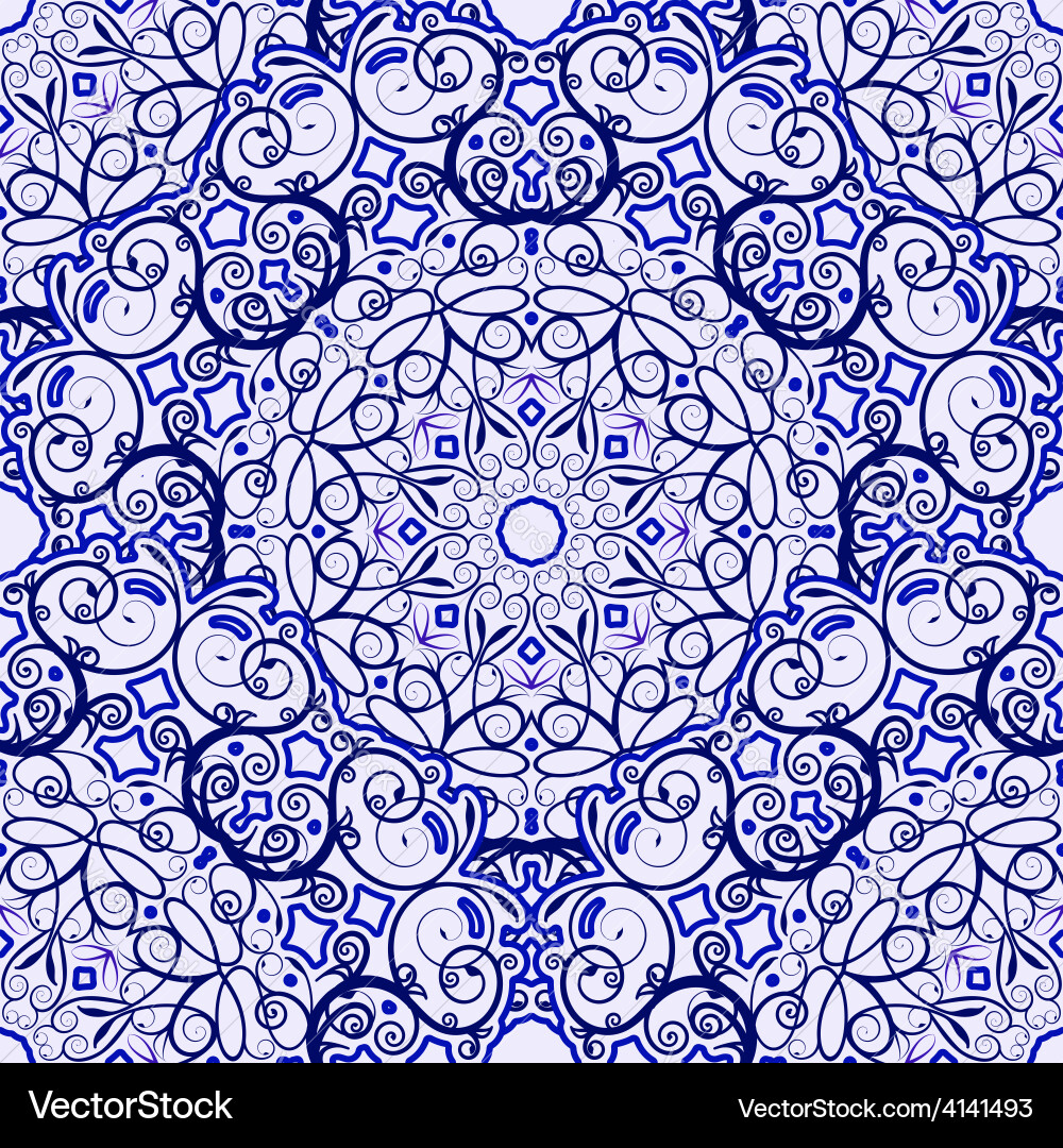 Seamless background of circular patterns blue Vector Image
