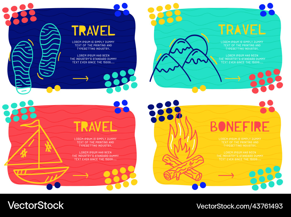 Set abstract landing page pattern with different vector image