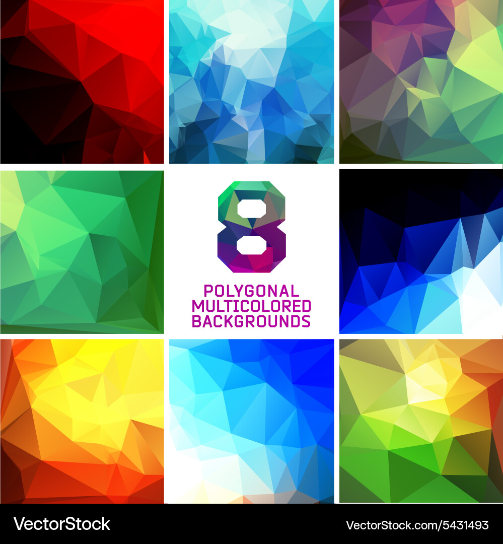 Set of abstract polygonal background vector image