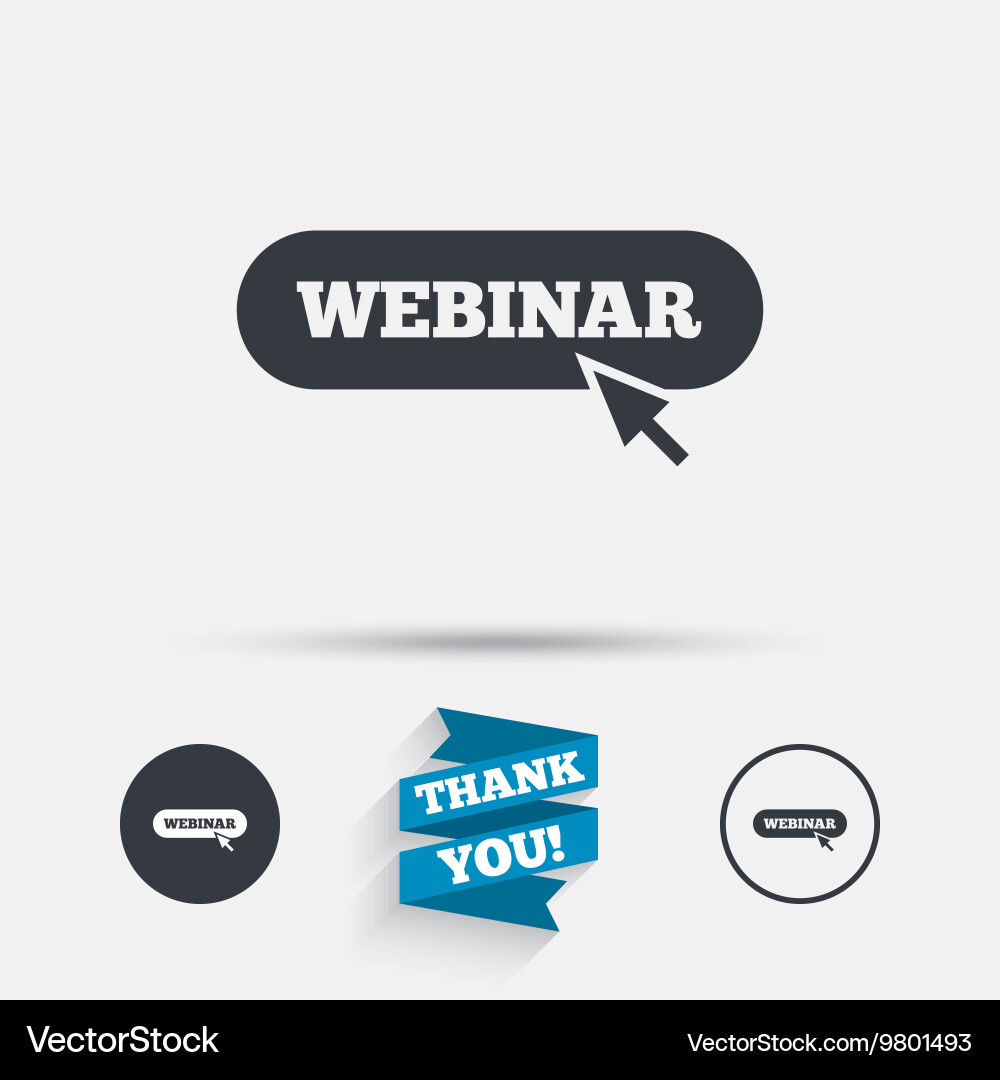 Webinar with cursor pointer sign icon web study vector image