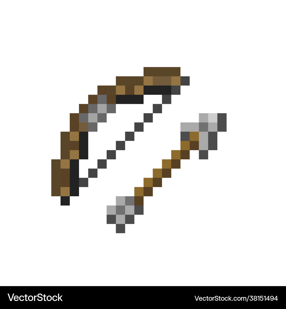 Bow and arrow pixels for game assets Vector Image