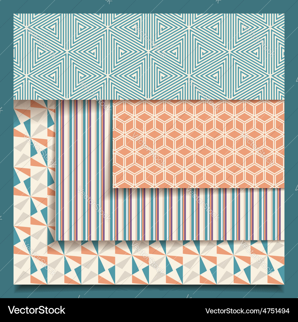 Geometric Retro Pattern Set vector image