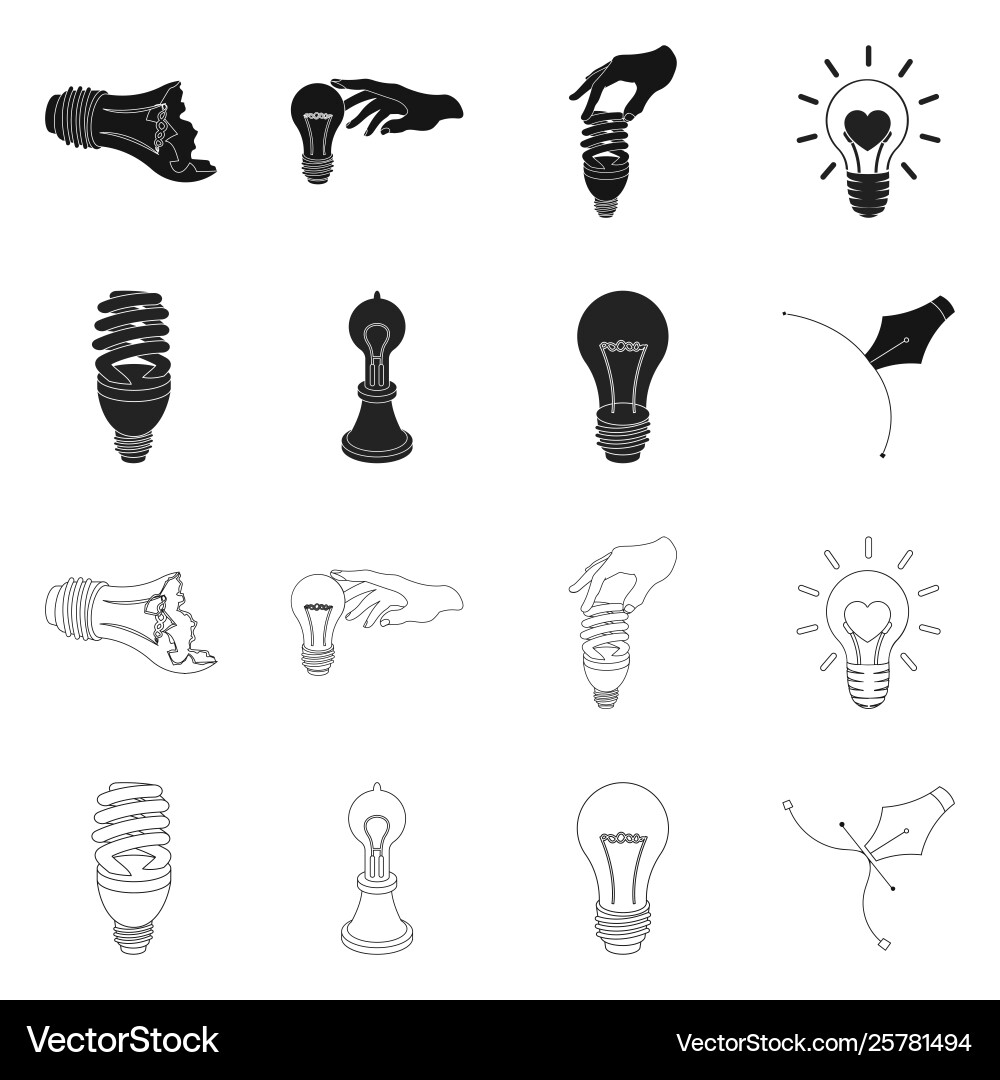 Isolated object lightbulb and ecolam sign set vector image