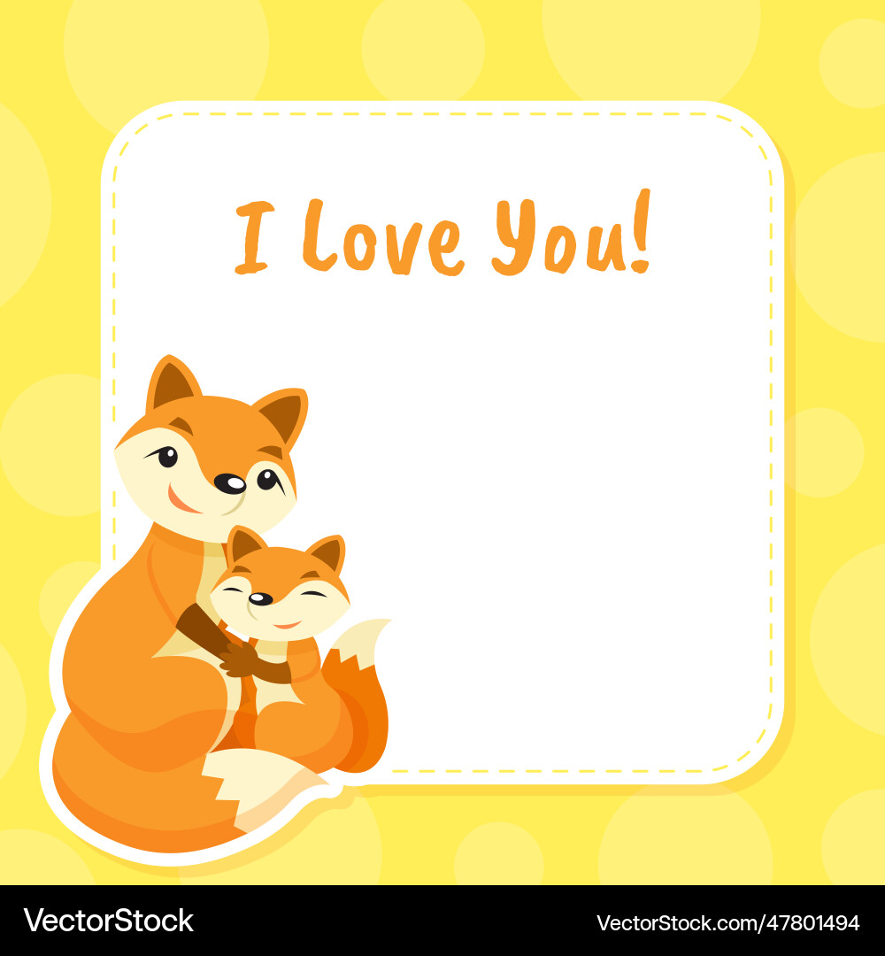 Lieben Sie Karte mit niedlichen roten Fuchs Mutter und Baby Lieben Sie Karte mit niedlichen roten Fuchs Mutter und Baby vektorbild