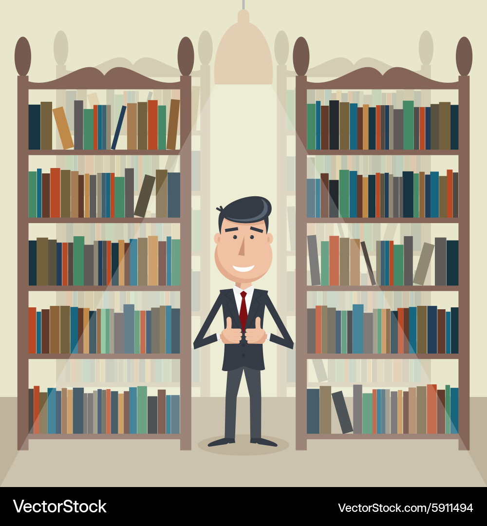 Man Reading in Library vector image