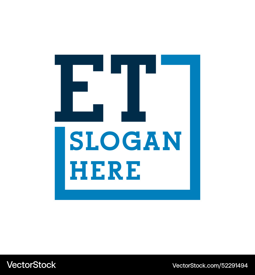 Minimal initials logo letters e and t et initial Vector Image
