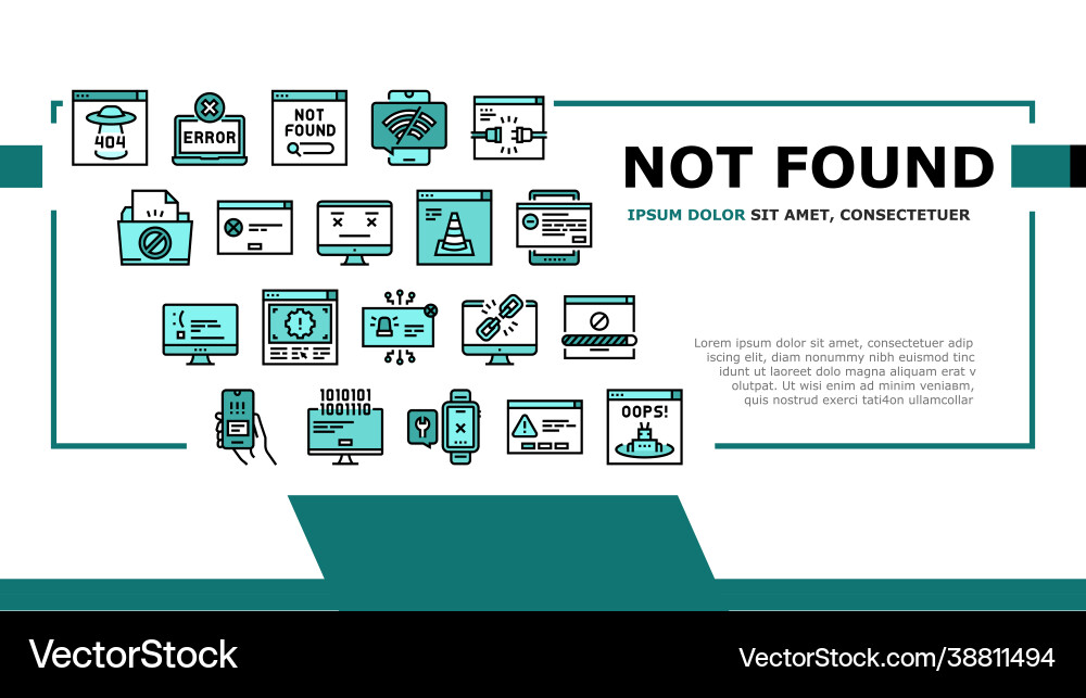 Not found web page landing header Not found web page landing header vector image