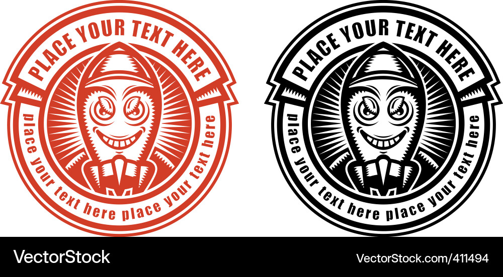 Round Label with Bomb Icon Royalty Free Vector Image