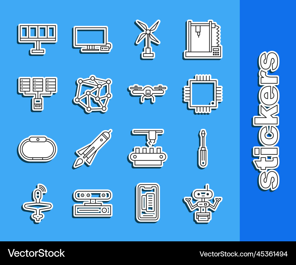 Set line robot screwdriver processor Vector Image