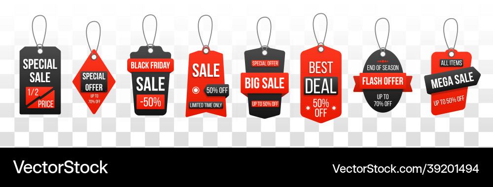 Set promotion editable sale price tag label Set promotion editable sale price tag label vector image